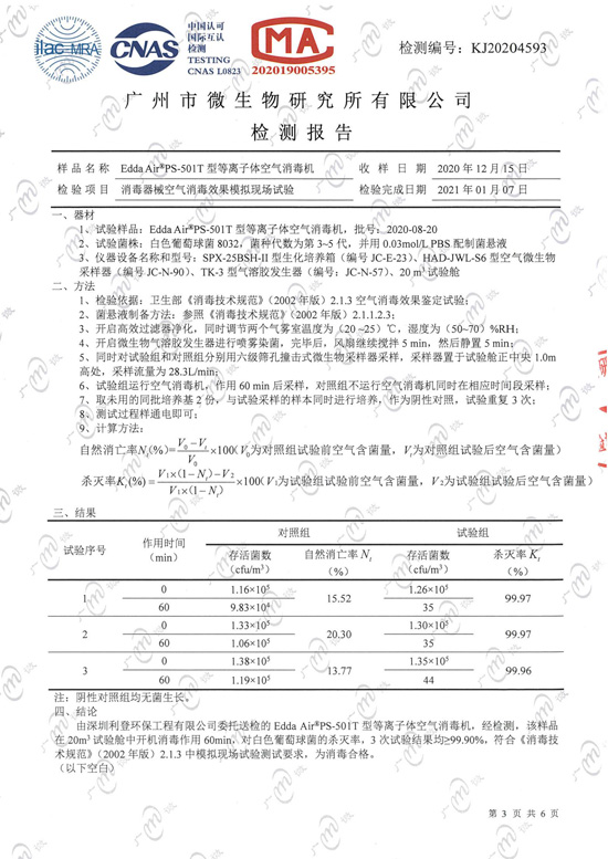 （臭氧浓度）检测报告